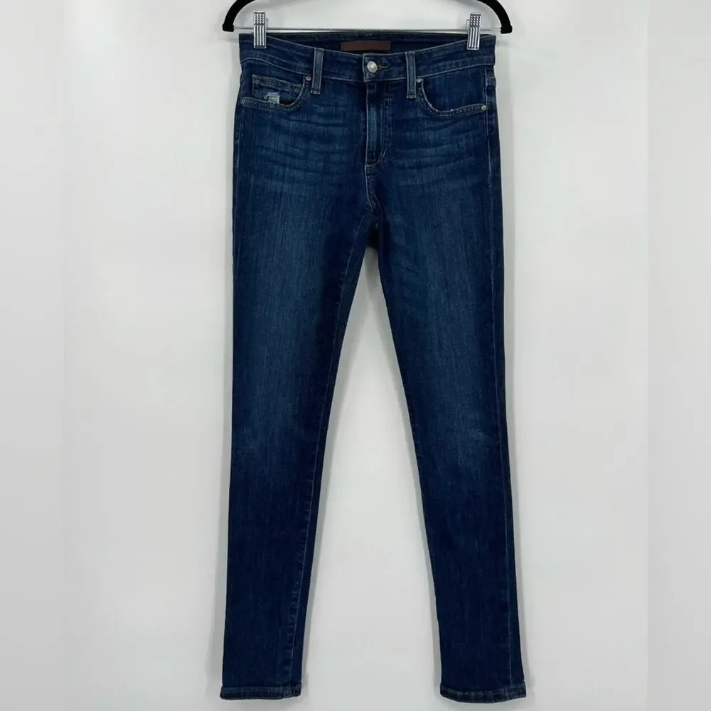 Joe’s Jeans Rolled Crop Leanne Lae Distressed Stretch Blue Medium Wash Zip 26